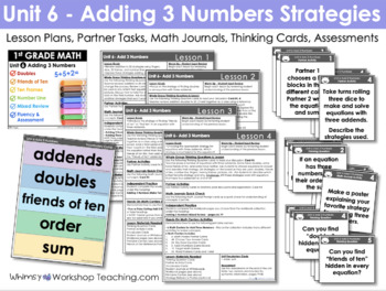 grade 1 math adding 3 numbers unit 7 by whimsy workshop teaching