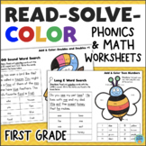 Fast Finisher Worksheets Phonics Addition Subtraction Colo