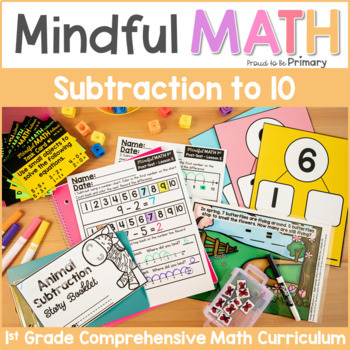 Preview of 1st Grade Math Subtraction within 10 Practice Unit Word Problems, Centers, Games