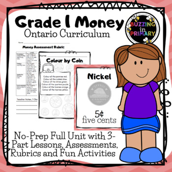 Preview of Grade 1 Money Unit with Assessments and Rubrics