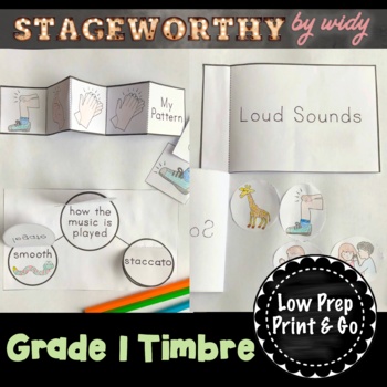 Preview of Grade 1 Music Interactive Notebook Timbre Articulation Dynamics Music Worksheets