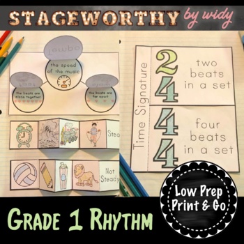 Preview of Grade 1 Rhythm Worksheets - Beat & Rhythm - Music Theory Interactive Notebook