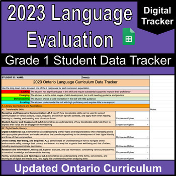 Preview of Grade 1 NEW Ontario Language Curriculum Digital Student Data Tracker