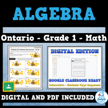 Preview of Grade 1 - New Ontario Math Curriculum 2020 - Algebra - GOOGLE AND PDF