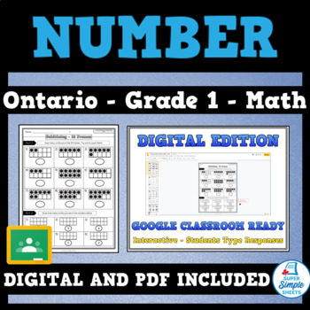 Preview of Grade 1 - New Ontario Math Curriculum 2020 - Number - GOOGLE AND PDF