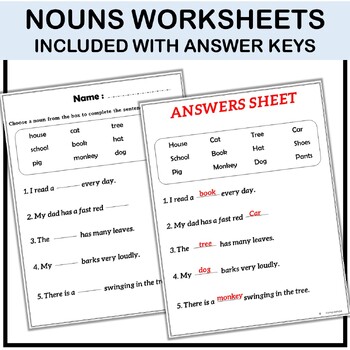 Preview of Grade 1 Nouns Worksheets