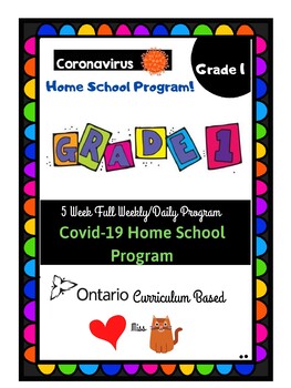 Preview of Grade 1 Ontario  5-Week FULL Covid-19 (Coronavirus) HOMESCHOOL Distance Learning