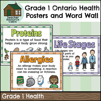 Preview of Grade 1 Ontario Health Word Wall and Posters