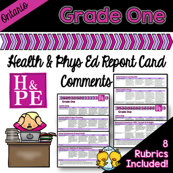 Preview of Grade 1 Ontario Health and Physical Education Report Card Comments
