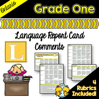 Preview of Grade 1 Ontario Language Report Card Comments