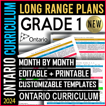 Preview of Grade 1 Ontario EDITABLE Long Range Plans | 2023 Social Studies | 2020 Math SALE
