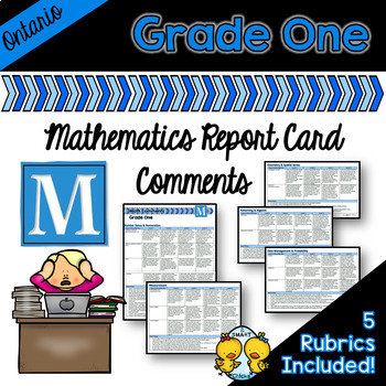 Preview of Grade 1 Ontario Mathematics Report Card Comments