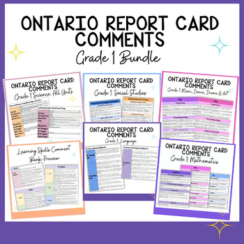 Preview of Grade 1 Ontario Report Card Comments Bundle - All subjects - Learning Skills