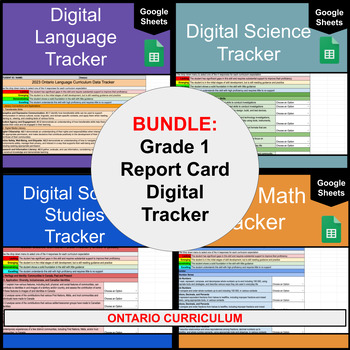 Preview of Grade 1 Ontario Report Card Digital Tracker | Year Long Data Collection