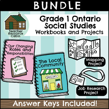 Preview of Grade 1 Ontario Social Studies Workbook Bundle