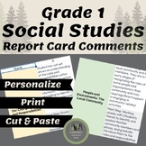 Ontario Grade 1 Social Studies Report Card Comments