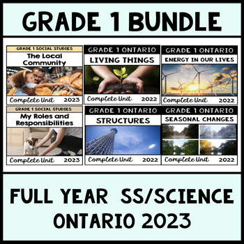 Preview of Grade 1 Ontario Social Studies/Science Full Year Mega Bundle