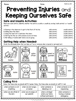 safety grade prevention injury personal activity unit packet preview teacherspayteachers