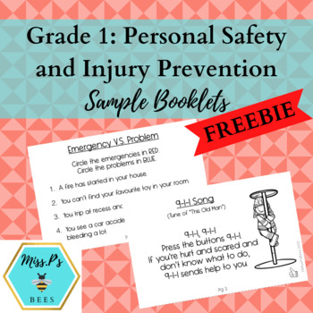 Preview of Grade 1: Personal Safety and Injury Prevention Sample Booklet FREEBIE!