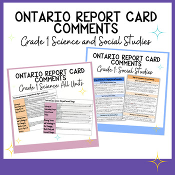 Preview of Grade 1 Report Cards Comment Bundle - Science and Social Studies