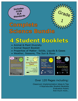 Preview of First Grade Science Bundle Animals Plants Properties of Matter Seasons