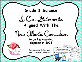 Preview of Grade 1 Science I Can Statements for New Alberta Science Curriculum (2023)