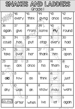 grade 1 sight word snakes and ladders game dolch words by prepping for