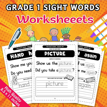 Preview of Grade 1 Sight Words Worksheets - 100 Pages