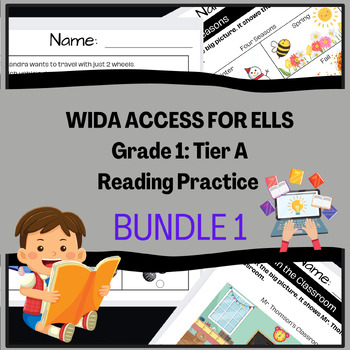 Preview of Grade 1: Tier A ELL/ELD/ESOL Reading Practice Bundle #1 for WIDA ACCESS Test