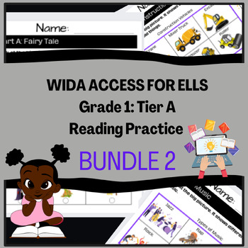 Preview of Grade 1: Tier A ELL/ELD/ESOL Reading Practice Bundle #2 for WIDA ACCESS Test