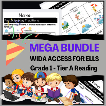 Preview of Grade 1: Tier A ELL/ELD/ESOL Reading Practice Mega Bundle for WIDA ACCESS Test