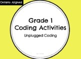 Grade 1 Unplugged Math Coding Activities PDF- Ontario Aligned