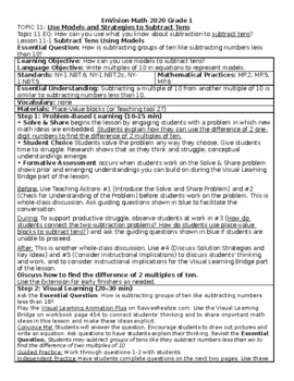 Preview of Grade 1 enVision Math 2020 Topic 11 Lesson Plans EDITABLE