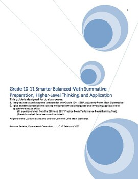 Preview of Grade 10-11 Smarter Balanced Math Summative Prep. - Practice and Application