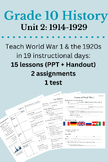 Grade 10 History (CHC2D), Unit 2: 1914-1929