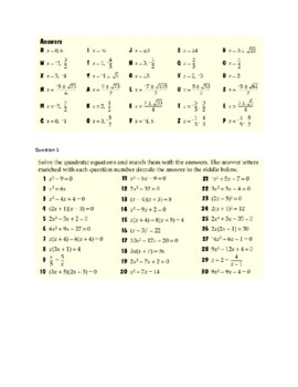Preview of Grade 10 MPM2D Geometry Math Ch6 Quadratic Equations Lesson Worksheets