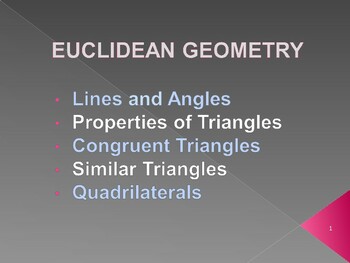 Preview of Grade 10 Maths:  Euclidean geometry in PowerPoint.