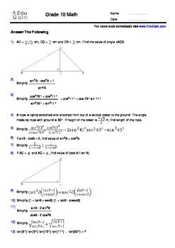 Grade 10 Trigonometry Workbook - 100 problems with solutions and insights