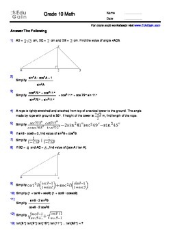 Preview of Grade 10 Trigonometry Workbook - 100 problems with solutions and insights