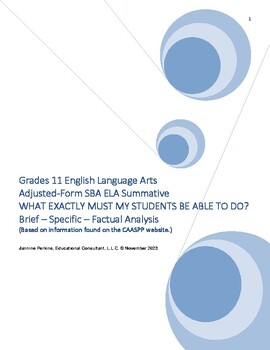 Preview of Grade 11 ELA Adjusted Form SBA Summative - What Students Must Be Able to Do!