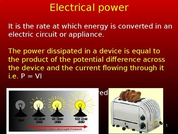 Preview of Grade 11 Electrical power and energy in PowerPoint