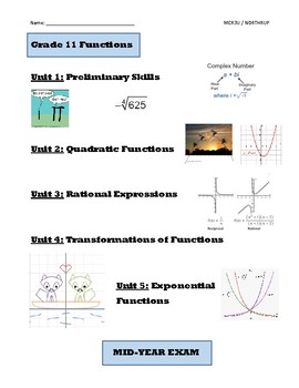 Preview of Grade 11 Functions Course Pack, MCR3U, Book 1 (Lessons, Tests, Exam Review)