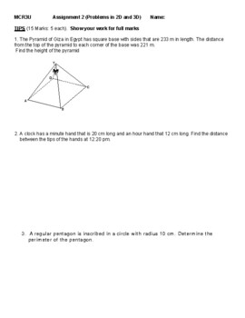 Preview of Grade 11 Functions MCR3U Math Ch4 Trig Ratios Test Package