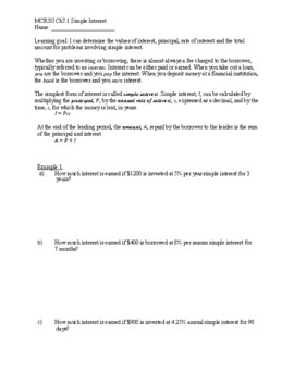 Preview of Grade 11 Functions MCR3U Math Ch7 Annuities Lesson Notes Worksheets