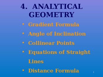 Preview of Grade 11 Maths Analytical geometry in PowerPoint.