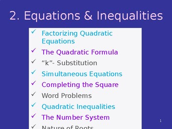 Preview of Grade 11 Maths Equations and inequalities in PowerPoint.