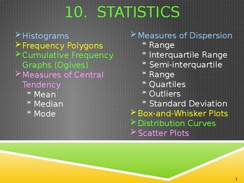 Preview of Grade 11 Maths:  Statistics in PowerPoint