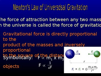Preview of Grade 11 Newton's law of Universal Gravitation in PowerPoint