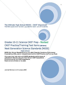 Preview of Grade 10-11 CAST Prep - Revised: Practice Test Items (68) and HS NGSS Standards