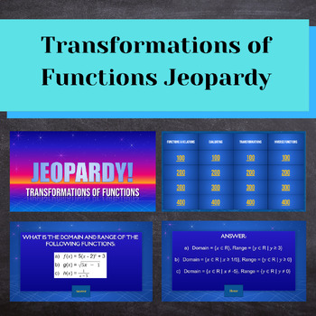 Preview of Grade 11 Transformations of Functions Jeopardy